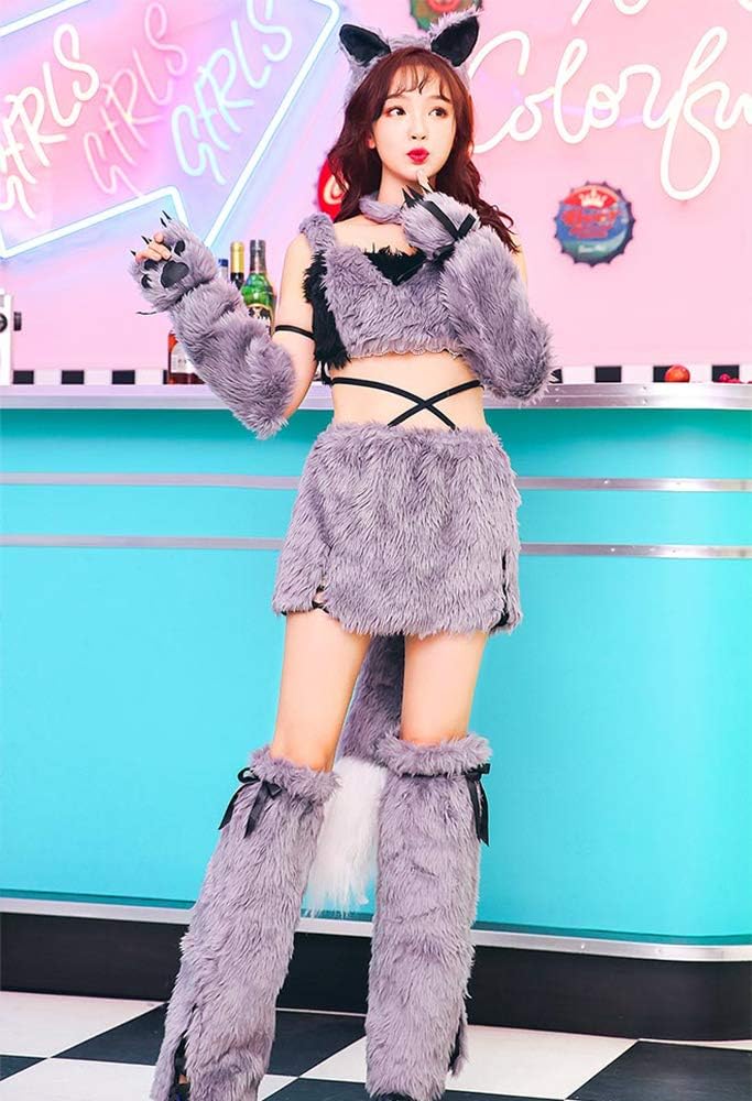 Malymoon アニマルコスプレ衣装 シルバー Malymoon アニマルコスプレ衣装 猫耳付きグレー Malymoon】アニマル